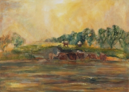 "de Vecht 2" 2018, gemengde techniek op doek 60 x 80 cm, € 595